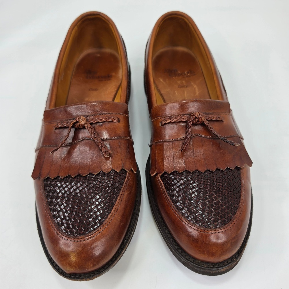 Allen Edmonds Cody Tassel Kiltie Loafers Brown Woven Leather Mens 11 D USA Made